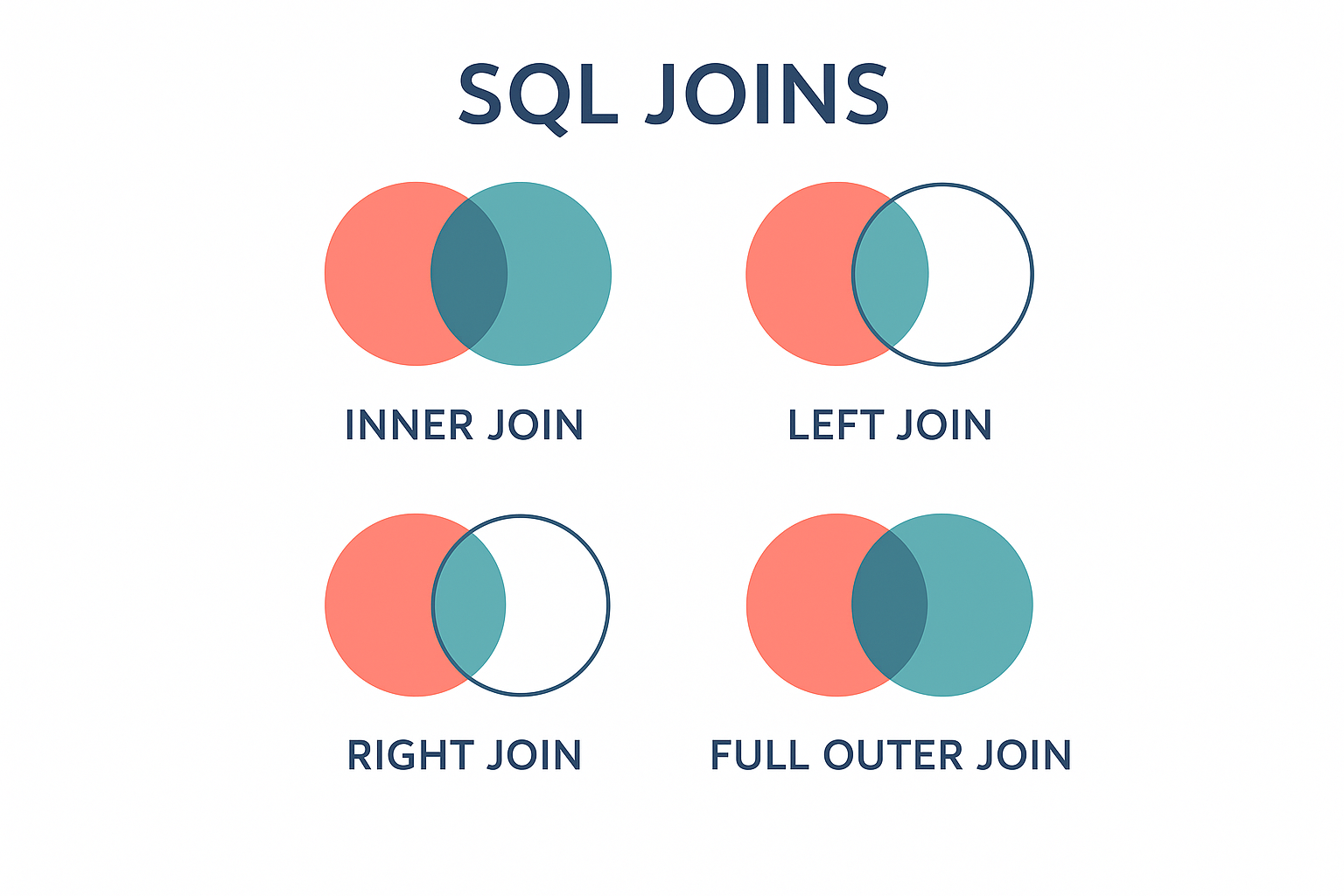 Illustration of different SQL join types